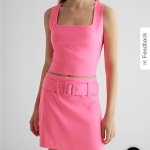 NWT! Hot Pink 2-Piece crop top and Express Skirt Set XL gum pop set